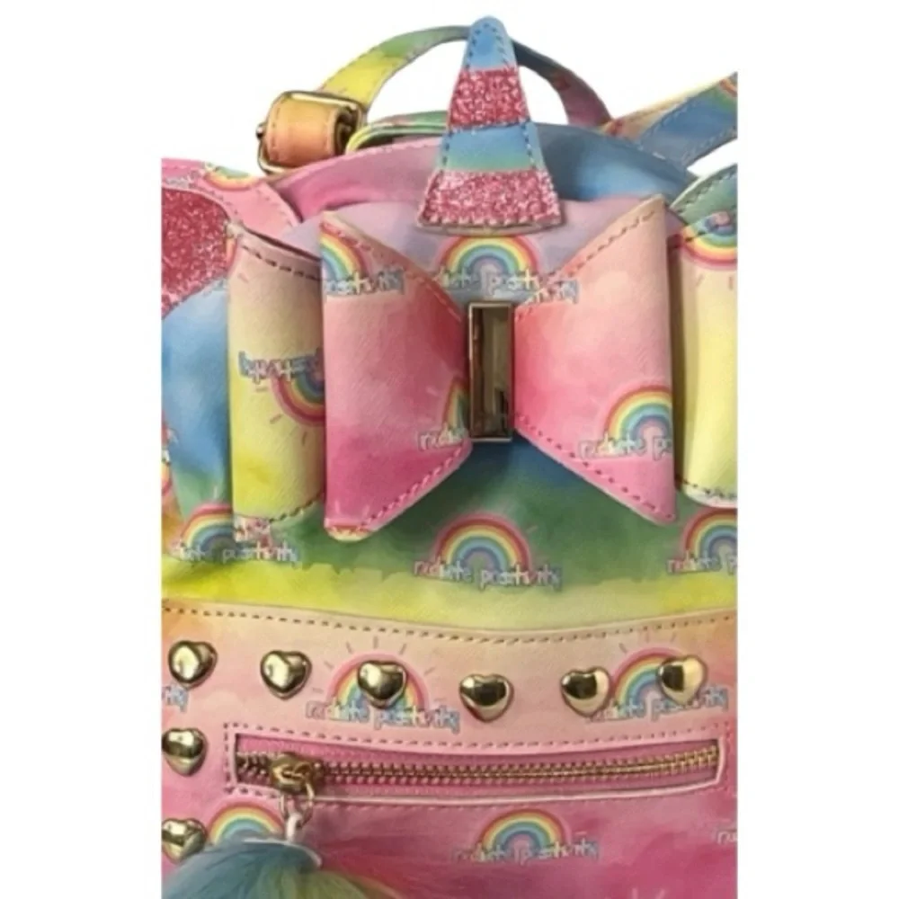 Under One Sky Rainbow Unicorn Backpack with Bow & Pom New with Tag